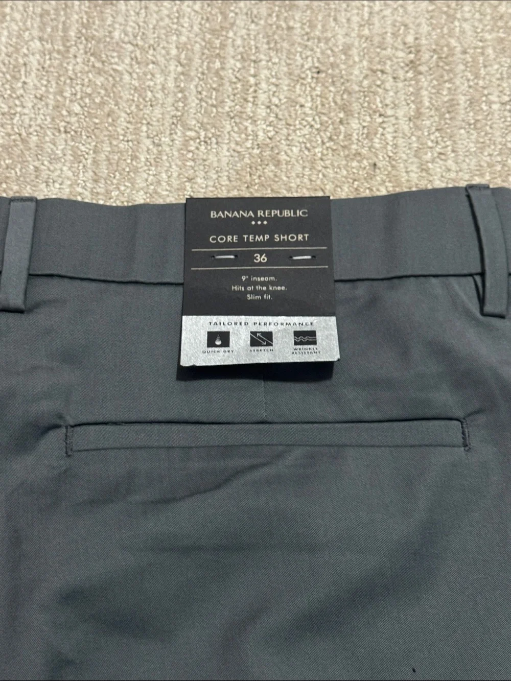 Banana Republic Mens 36 Dark Gray Core Temp Chino Shorts 9
